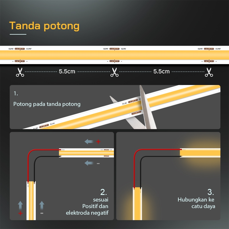BESTPROMO LED STRIP COB 24V 10 Meter 320 LED 12 WATT PER METER 3000K/4000K/6000K