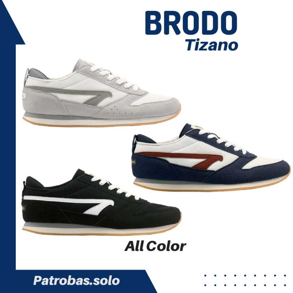 BRODO Tizano Black White Sepatu Sneakers Pria Original