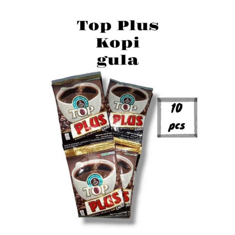 

kopi top plus gula 1 renceng 10 sachet