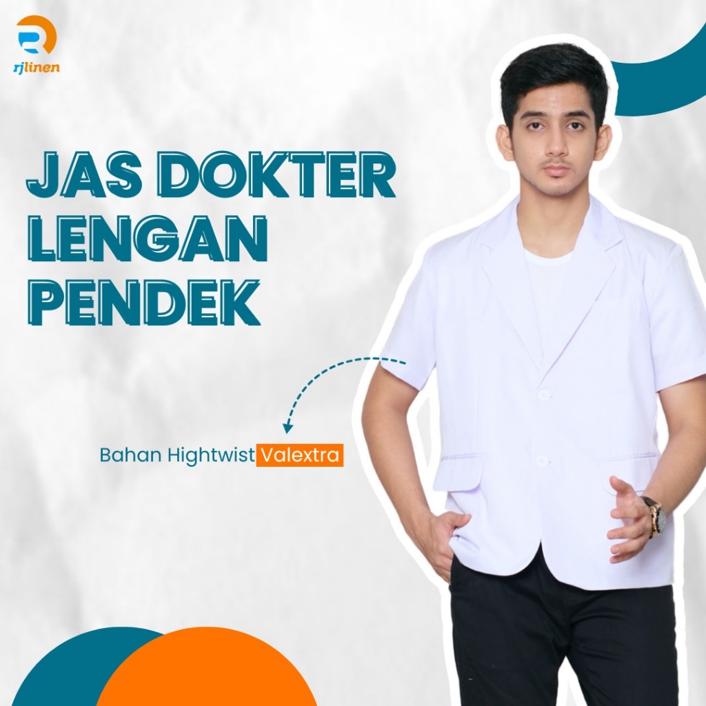 Jas Dokter Lengan Pendek Pria Wanita Seragam Dokter Warna Putih/Baju Rumah Sakit Pria dan Wanita/Ser