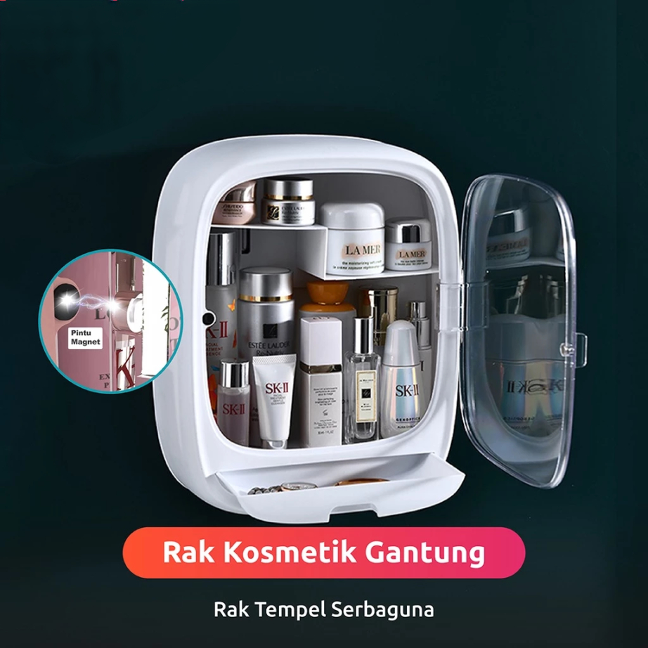 LIVERIA Rak Kosmetik Gantung Tempat Penyimpanan Makeup Dinding Tempel Serbaguna