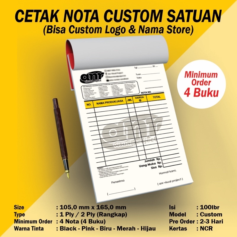 

Nota Costum 1/4 2 ply Nota geratis dsain murah nota geratis dsain keren