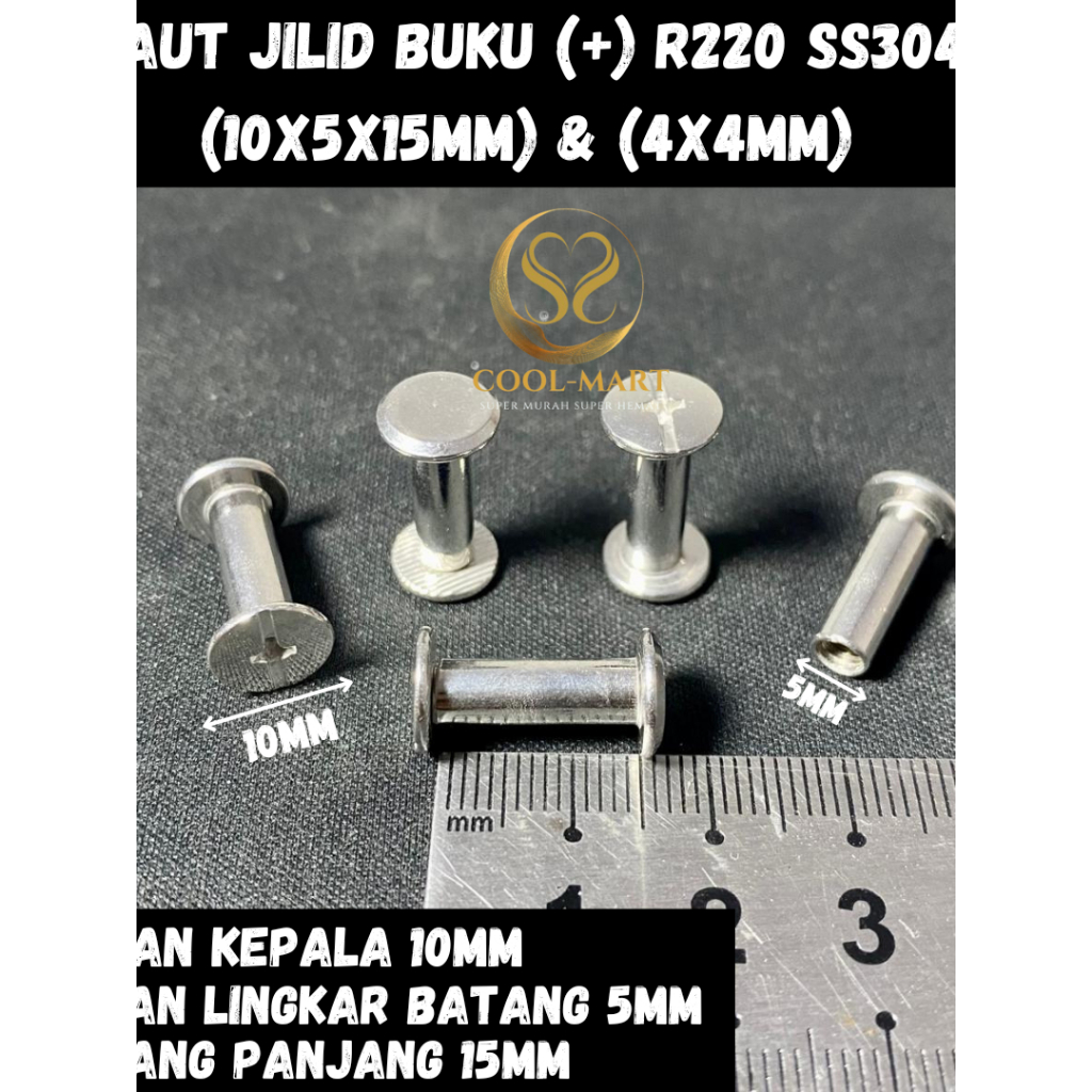 BAUT JILID BUKU (+) R220 SS304 (10X5X15MM) & (4X4MM)
