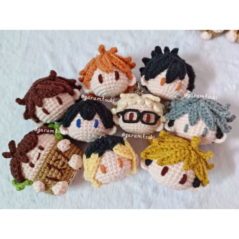 HAIKYUU Crochet Keychain // Mochi pentol Crochet — Hinata Kageyama Kuroo Kenma Tsukishima Oikawa Ats