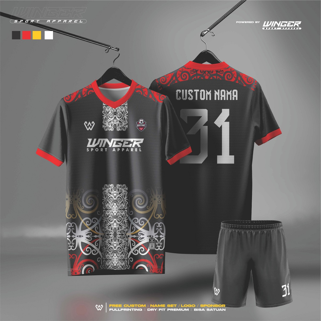 Jersey Custom Motif Batik Dayak Full Printing Free Nama Custom F19 By Winger Apparel