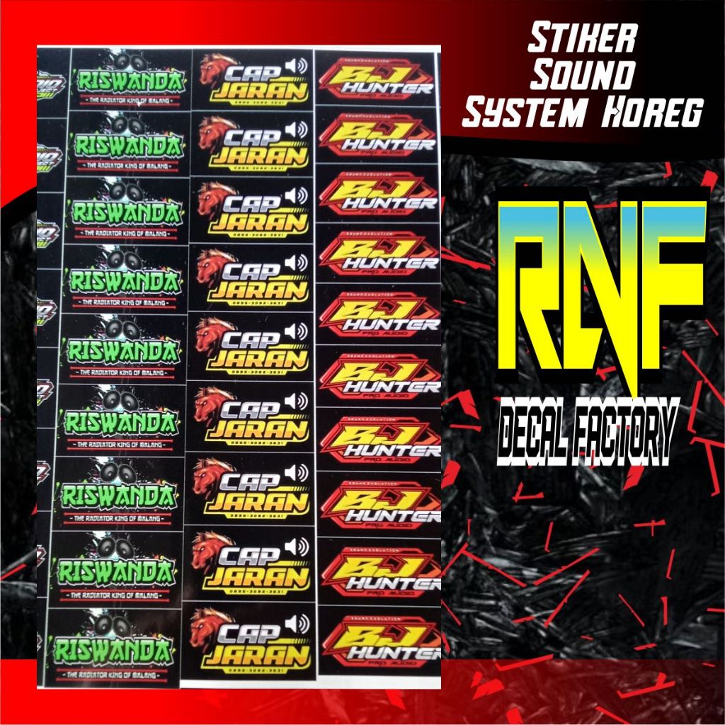 STIKER RISWANDA AUDI,STIKER CAP JARAN AUDIO,SIKER BJ HUNTER,STIKER HOREG INDONESIA
