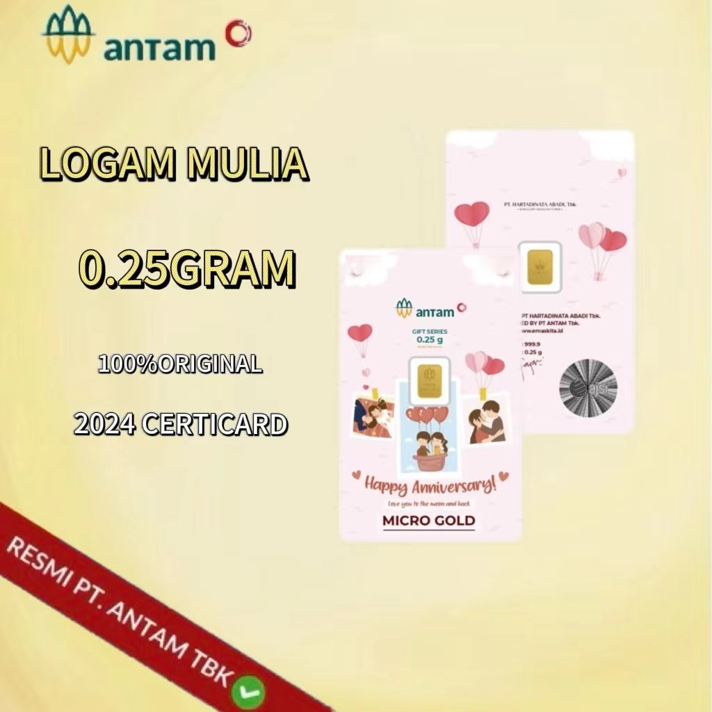 Gold Logam Mulia Antam Press ( LM ) 0.25Gram 0.25GR Wedding Love Series