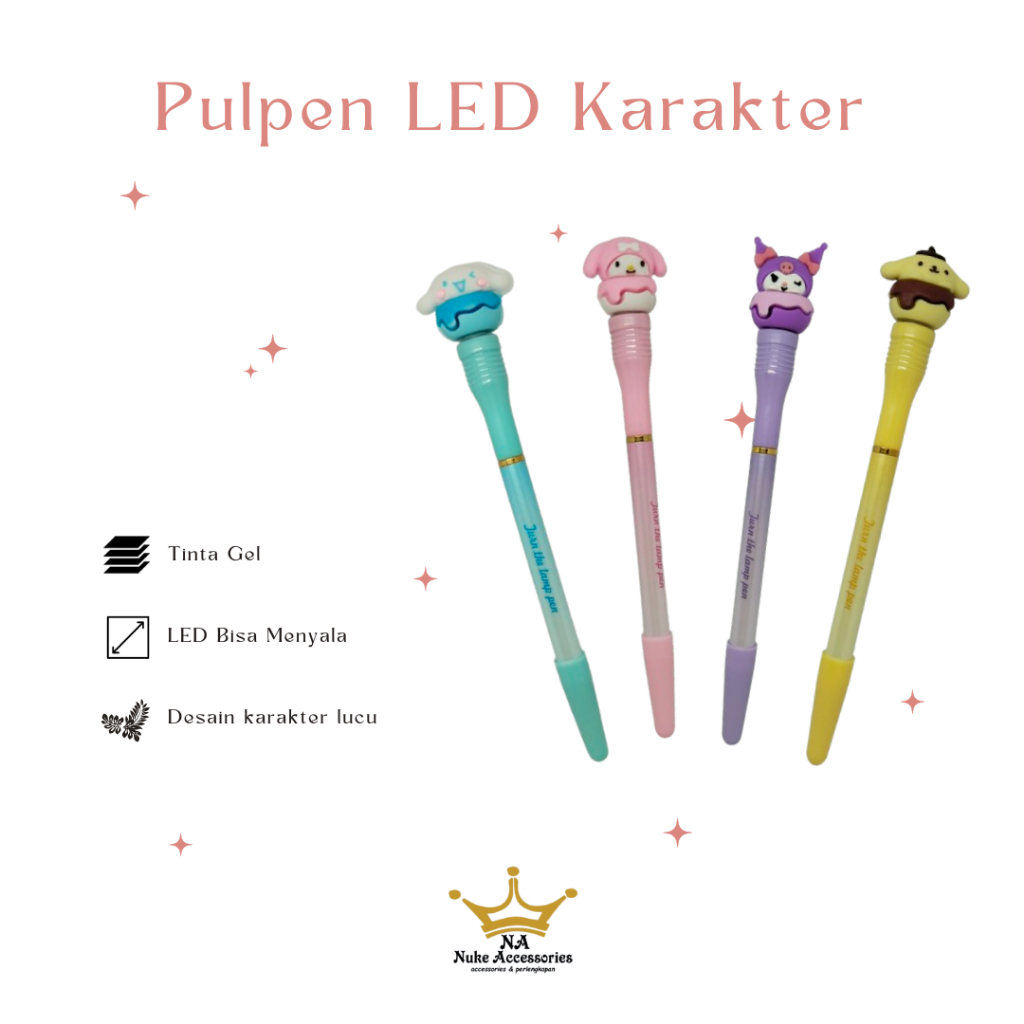 

PULPEN LED PUTAR KARAKTER SANRIO KUROMI CINNAMONROLL MELODY PEN TERMURAH