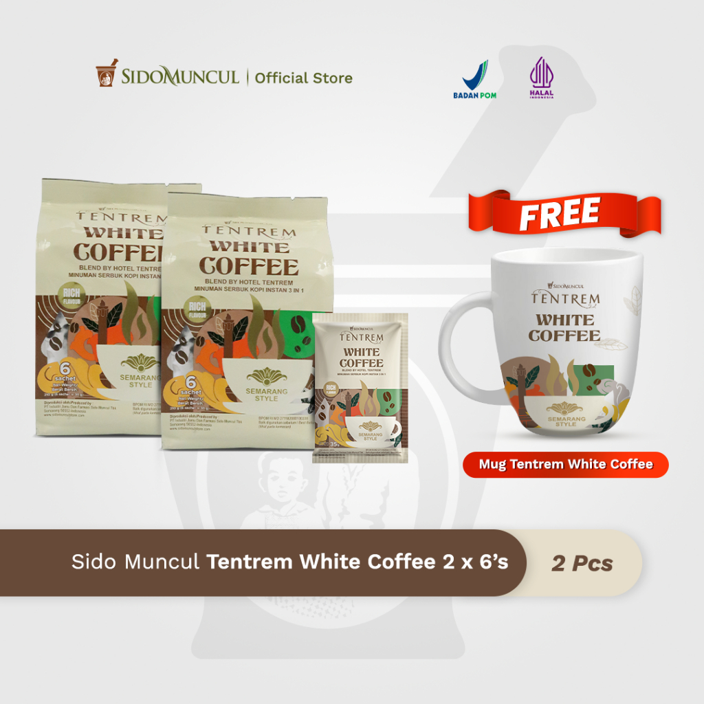 

Sido Muncul Tentrem White Coffee 2x6's Free Mug Tentrem