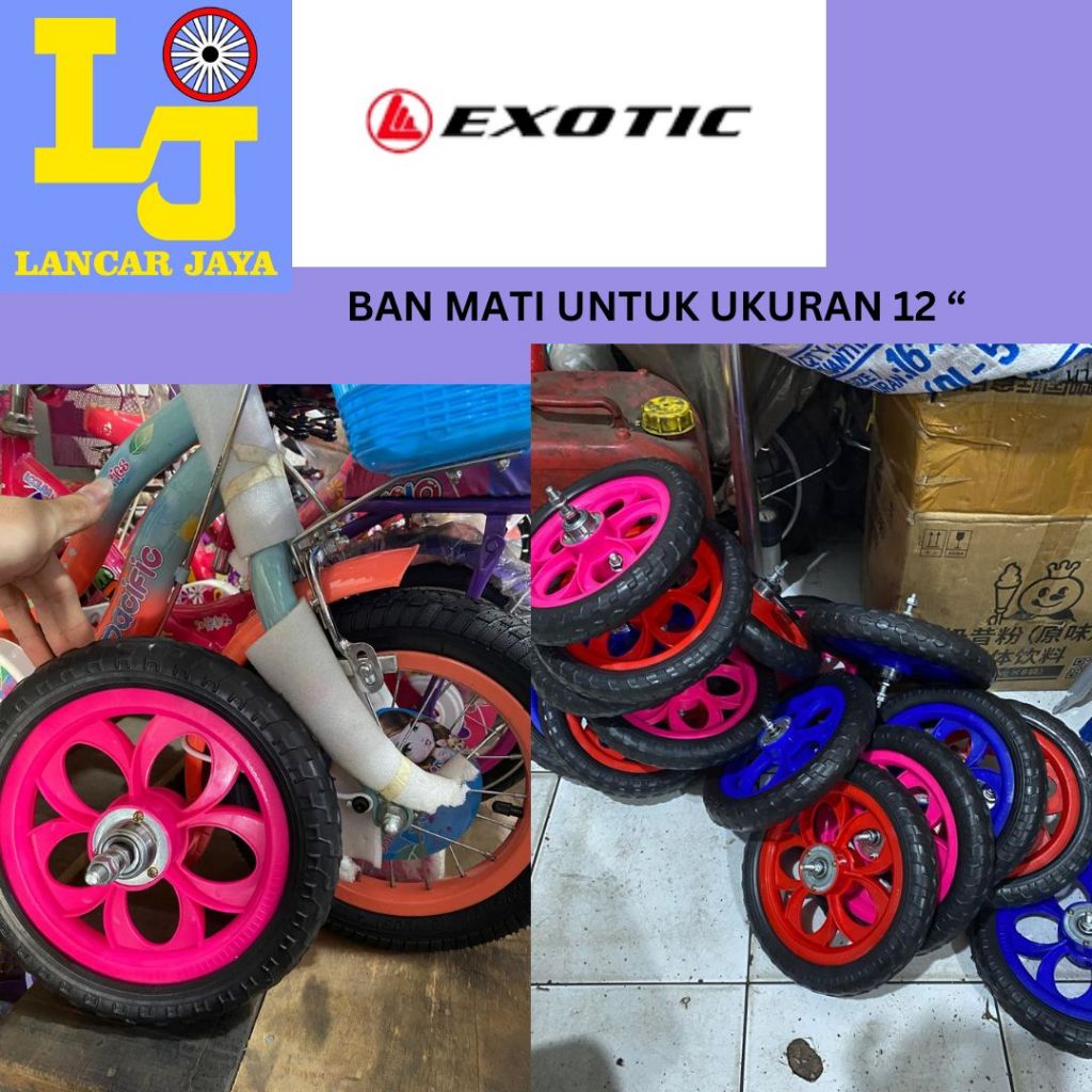 EXOTIC Roda Velg Ban Busa Mati Sepeda Anak Anak PVC Foam Fullset 1 Pasang Ukuran 12 1/2 x 2 1/4 Atau