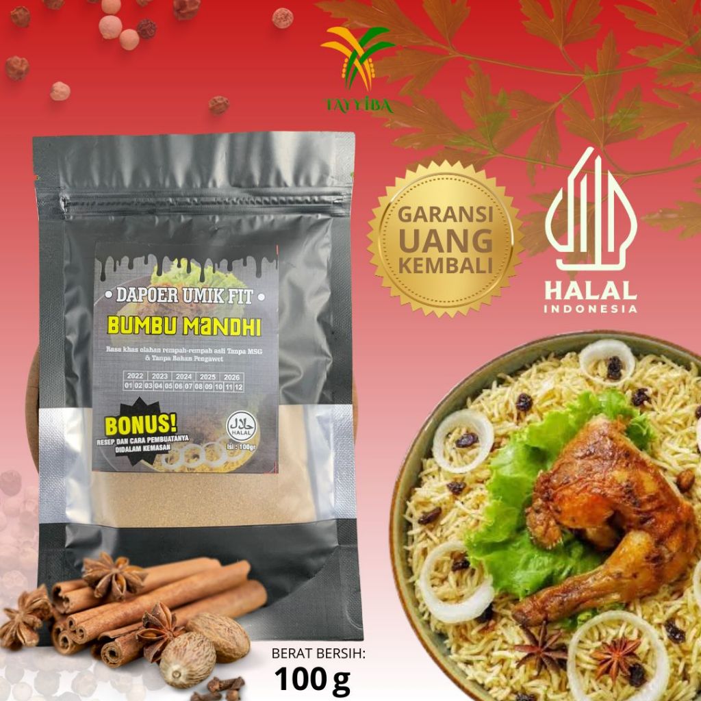 

Bumbu Rempah Mandhi 100 gram - Bumbu Instan Nasi Mandhi - Bumbu Praktis Mandhi Siap Masak