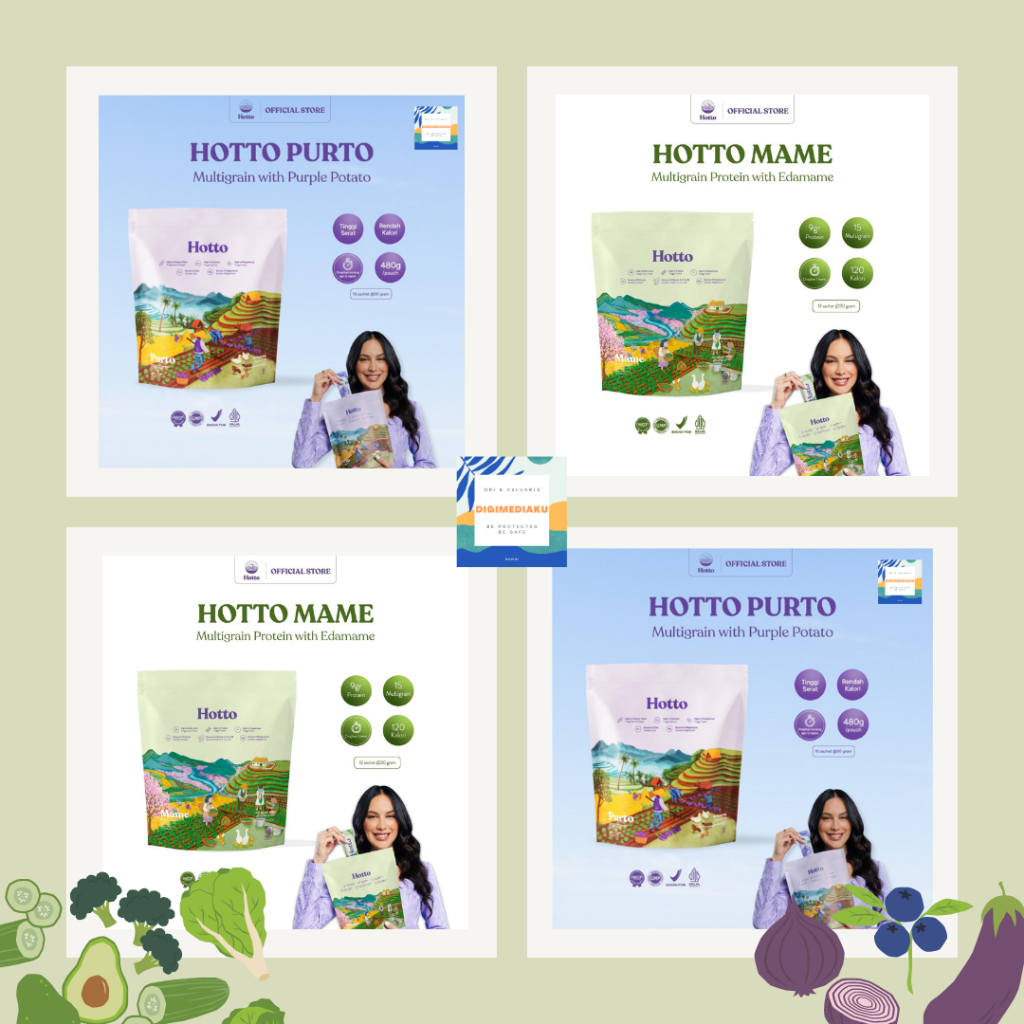 

PROMO BUNDLING !! Hotto Purto Multigrain with Purple Potato (2 pouch) Meal Replacement HOTTO MAME