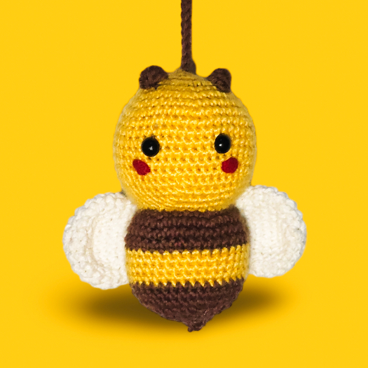Boneka Rajut Amigurumi Lebah | Boneka Rajut Bee | Gantungan Kunci Rajut Lebah | Bag Charm Lebah
