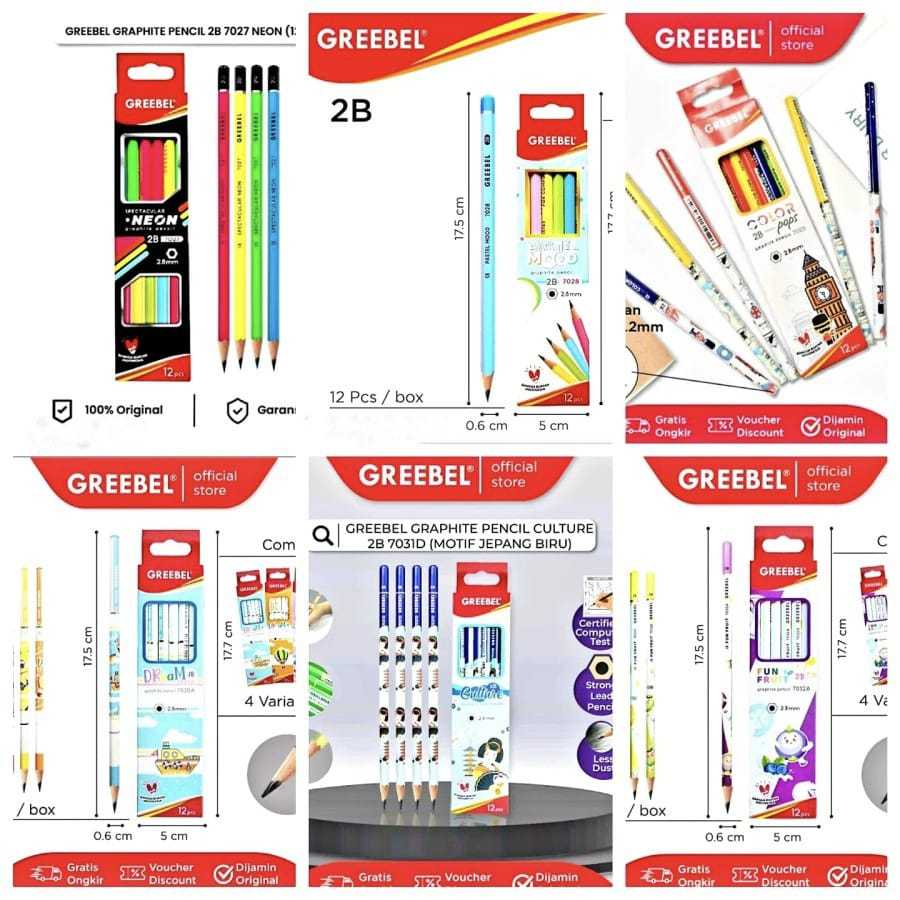 

PENSIL 2B MEREK GREEBEL TERSEDIA 6 VARIANTYPE LUCU TERLARIS