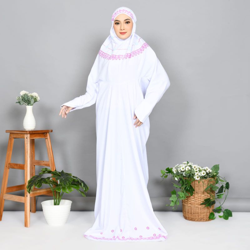Mukena Terusan Dewasa Spesial Katun Mikro Putihan Series Non Bordir Tasikmalaya By Doeliva Gallery