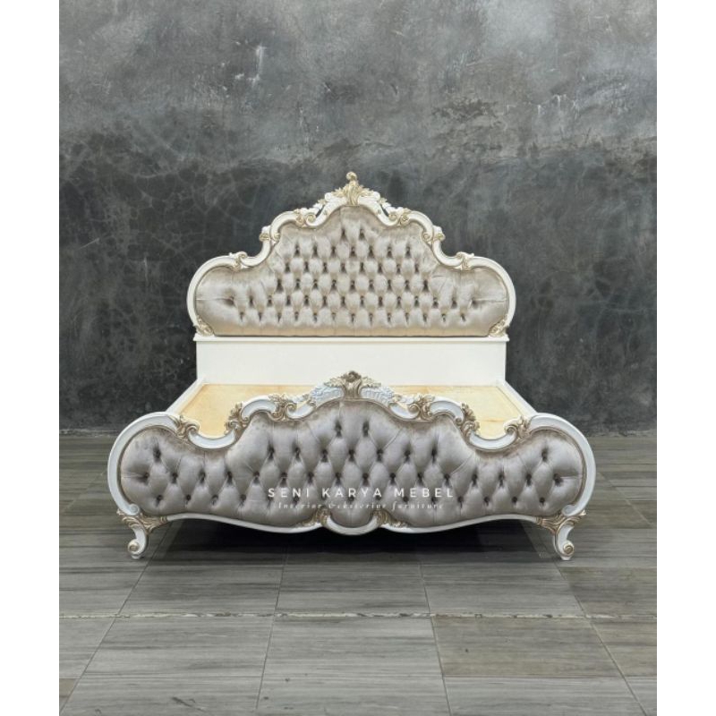 Tempat Tidur Klasik Ukir Jepara, Dipan Ukir Duco Putih, Tempat Tidur Luxury Ukir