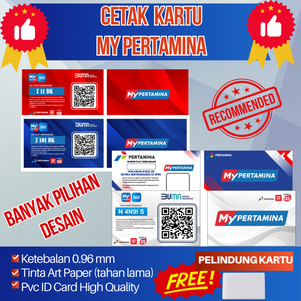 

Cetak Kartu Barcode MY PERTAMINA bahan PVC ID CARD tebal 0.96mm