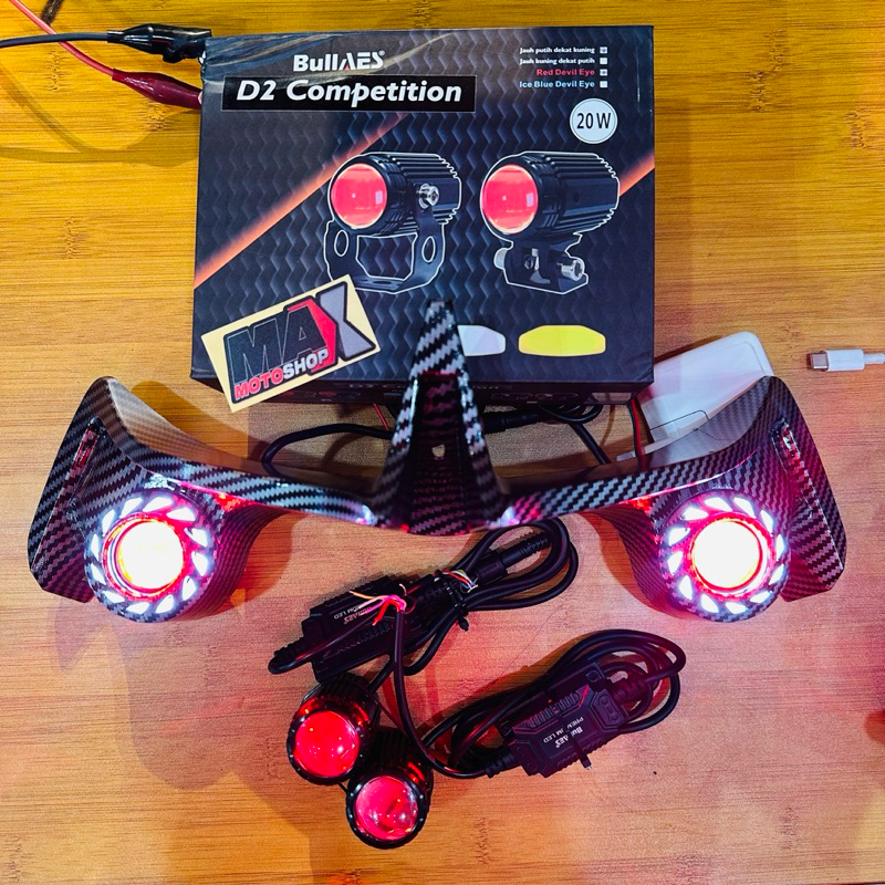 WINGLET NMAX NEW PLUS LAMPU TEMBAK D2 BULLAES DAN ANGEL EYES