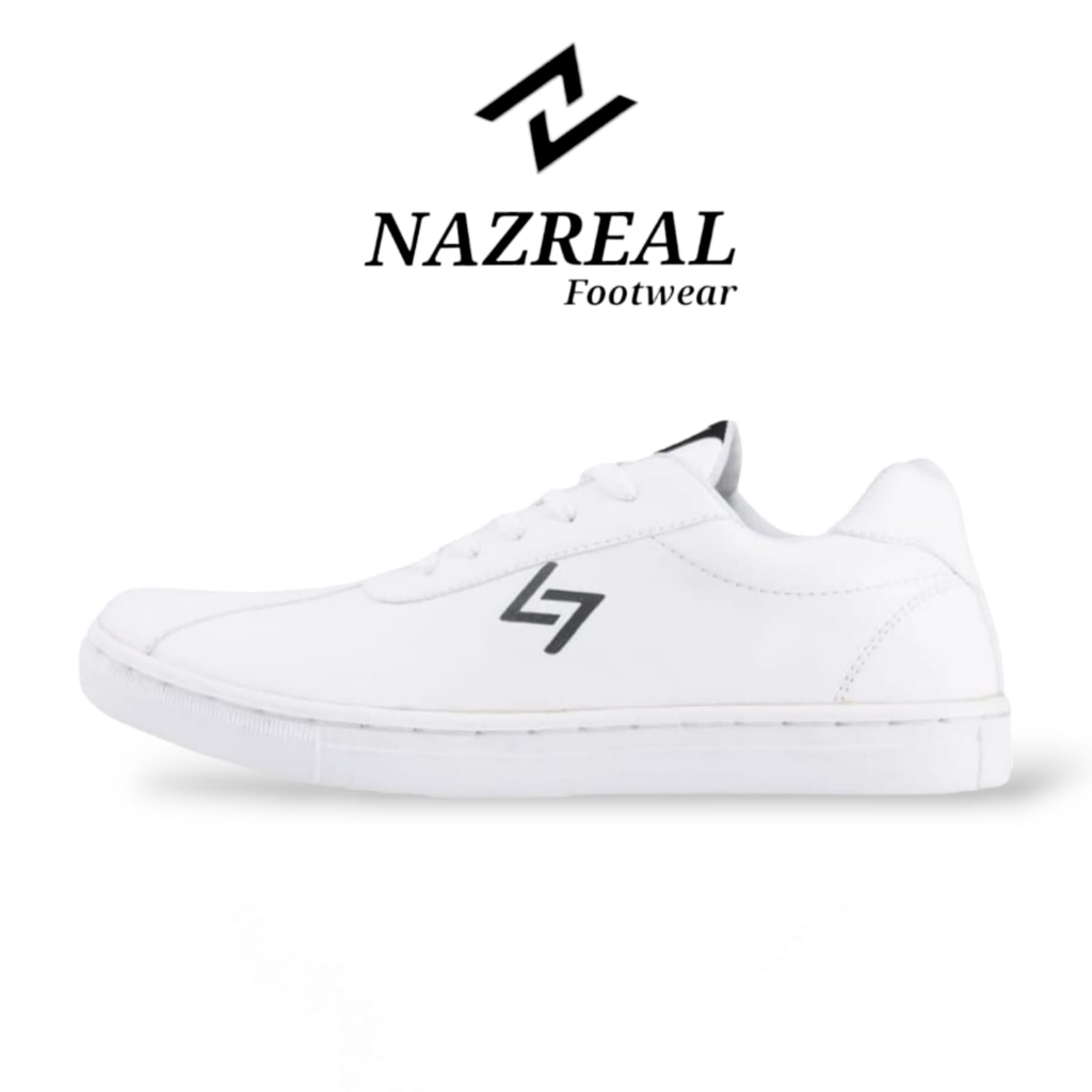 NAZ AGUERO - Sepatu Sneaker Pria Kasual Santai FullPutih Sepatu Kets Ringan Pria Lokal 100% ORIGINAL