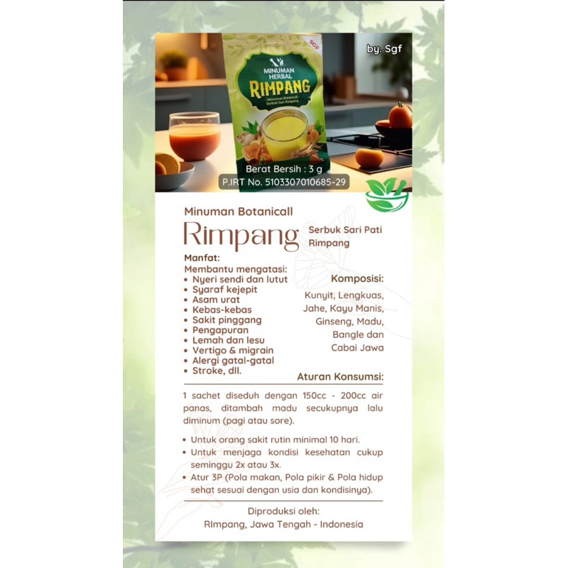 

Jamu Rimpang Nyeri Sendi Vertigo Lengkuas Jahe Serbuk Sari Pati Rimpang ORIGINAL