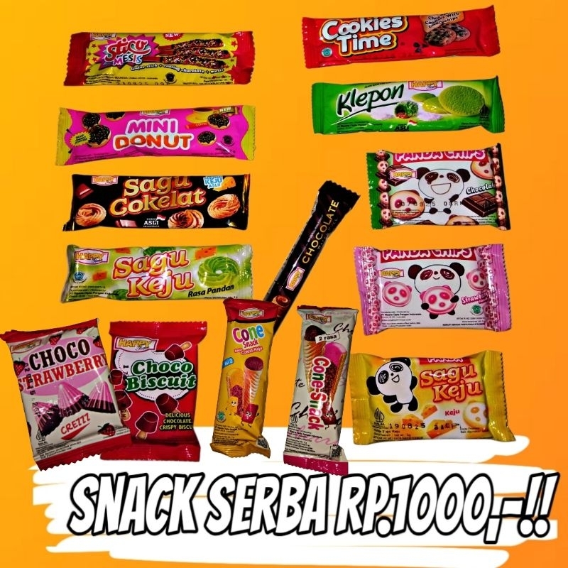 

Snack Serba 1000 Jajan Anak Merk Happy Time Eceran 1000 an (1pcs)