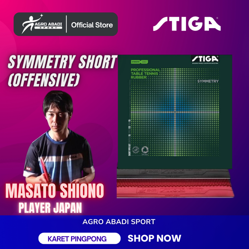 Karet Bintik pendek  SIMMETRY Stiga (Tipe Serang) Karet Rubber ITTF JTTA Original STIGA