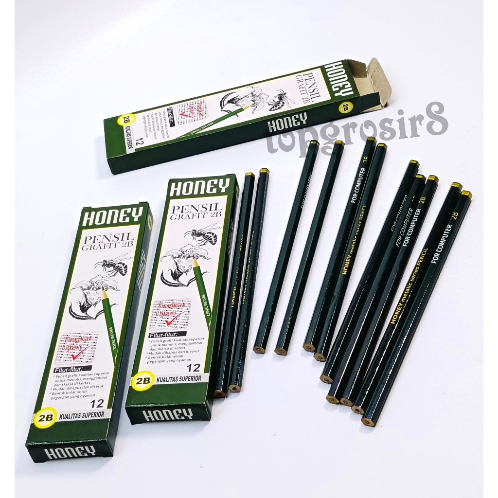 

(Per 12 Buah) Pensil 2B Murah / Pensil Kayu Hijau Honey