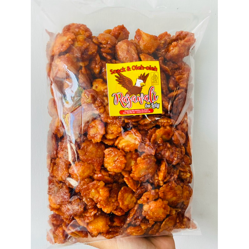 

Sekar_Shop07 1Kg Emping Melinjo Pedas Manis Gongso Gula Merah Lengket Renyah Premium Rajawali Bu