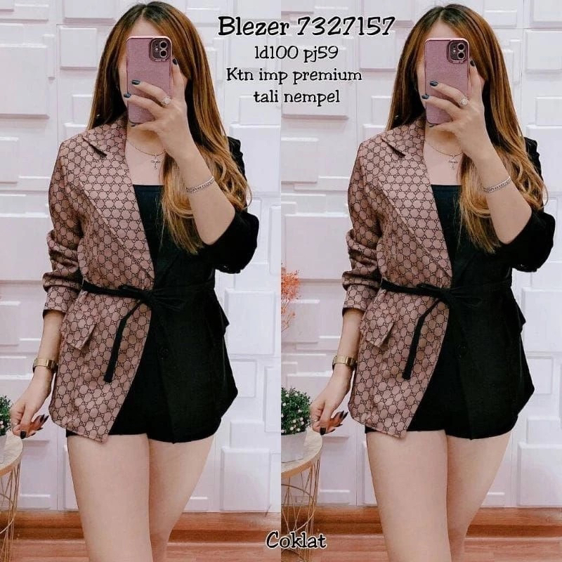 BLAZER WANITA MOTIF VIRAL MIX TALI PREMIUM / BLAZER KANTOR KEKINIAN