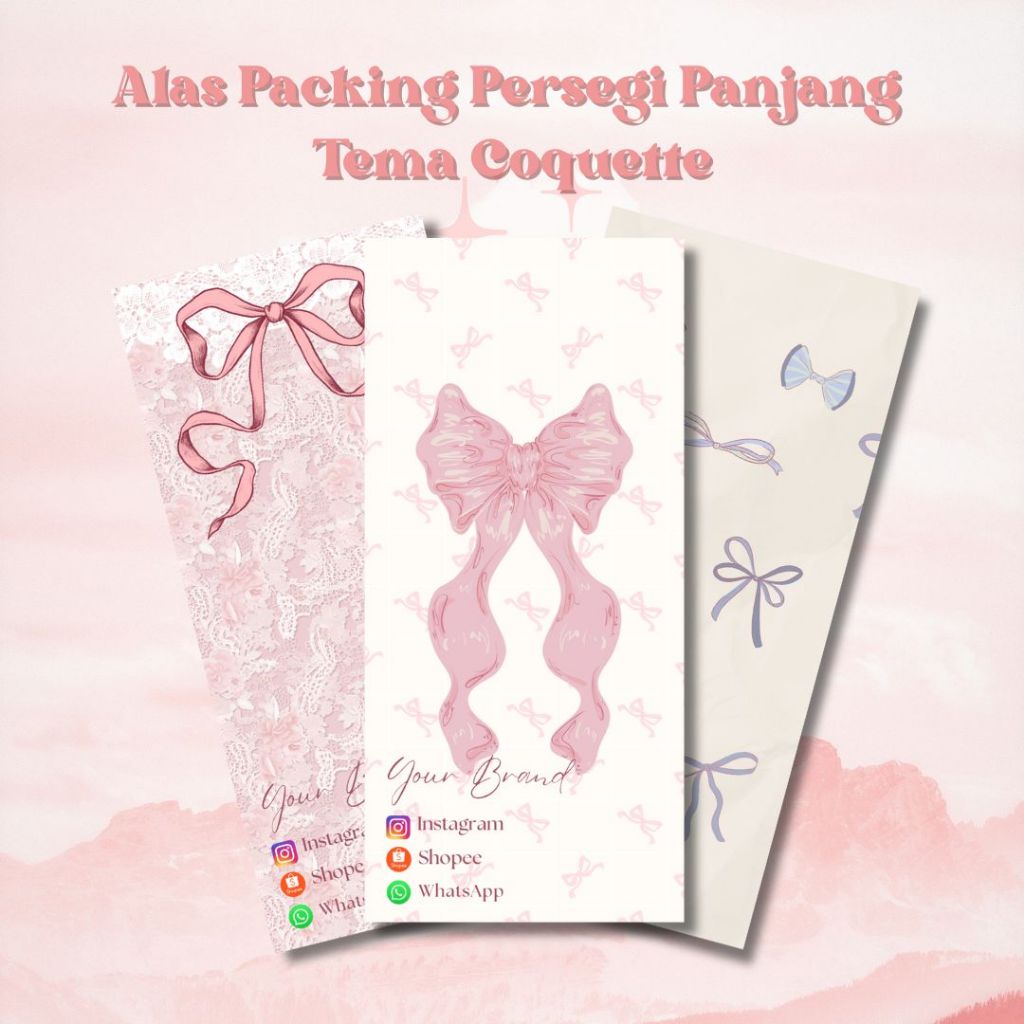 

ALAS PACKAGING PERSEGI PANJANG UNTUK STRAPHONE/KALUNG TEMA COQUETTE FREE PLASTIK