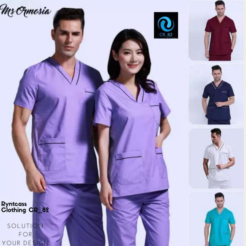 5L-Baju Oka Lengan Pendek / Baju Jaga Dokter / Baju OK / Baju Doctors Scrub Korean Style