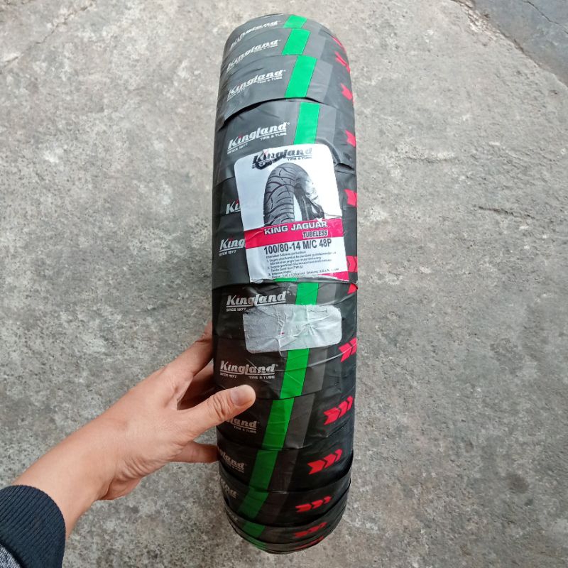 BAN LUAR KINGLAND TUBLES (KING JAGUAR) 100/80-14  ||  10080-14  RING 14 ORIGINAL