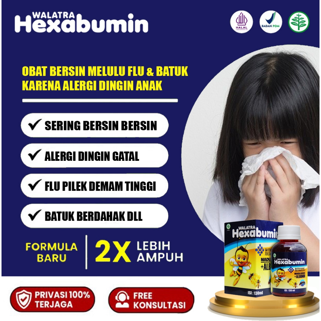 Hexabumin - Madu Hexabumin 100% Original, Pitamin anak terlaris - Obat Alergi Dingin Anak, Obat Bers