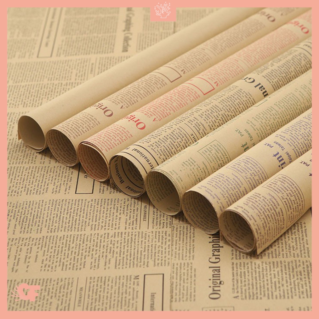 

20 LEMBAR Kertas Buket Bunga Koran Newspaper Vintage Flower Wrappuing Paper Cellophane KB29
