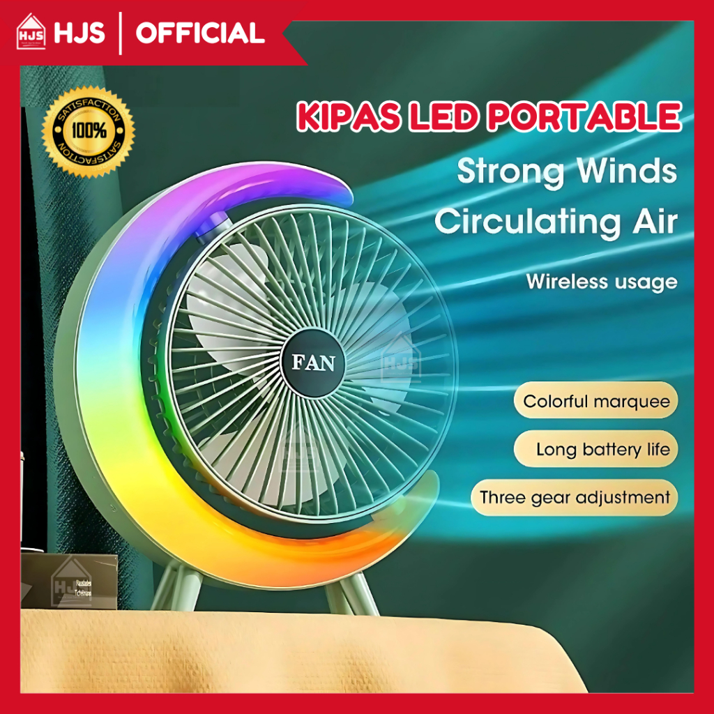 [HJS] Kipas Angin Desktop Fan / Colorful Fan / Kipas Meja Lampu Led Portable Multifungsi 2 in 1