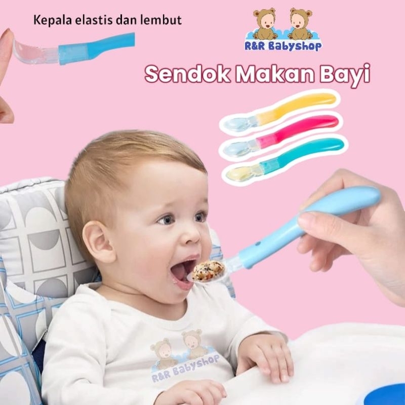 Sendok Makan Bayi Ujung Silikon Lembut / Sendok bayi / Sendok makan bayi / sendok belajar makan bayi