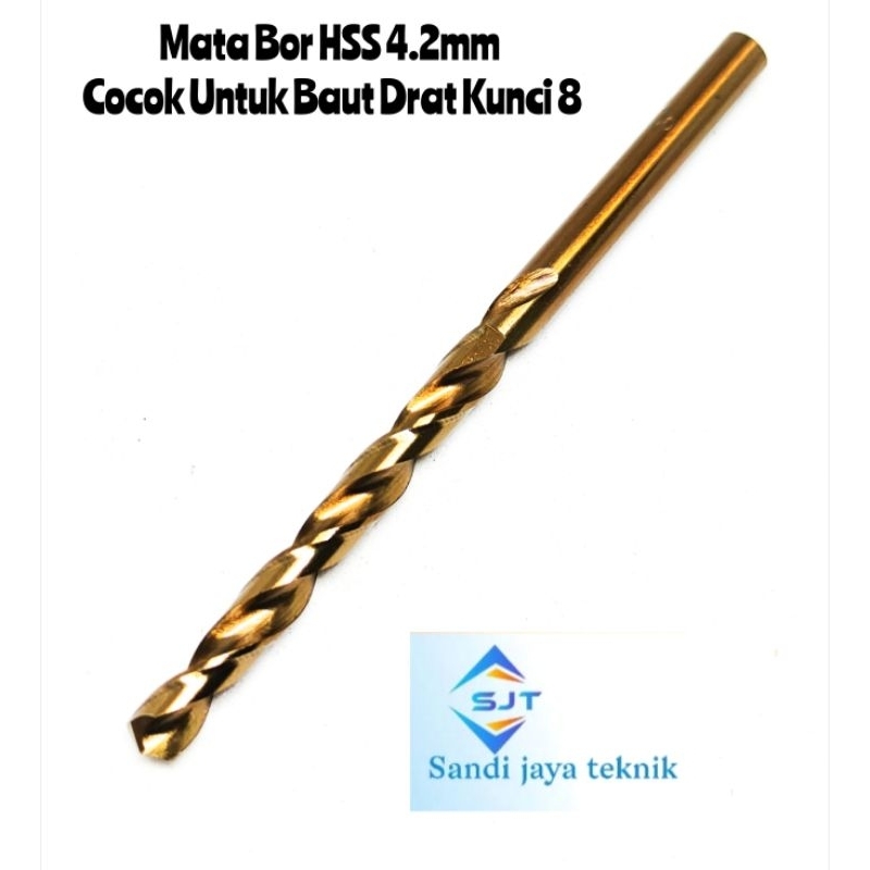 drill bor mata bor besi stainless Diameter 4.2mm HSS COBALT cocok untuk baut kunci 8
