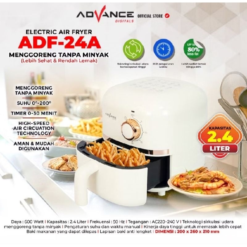 Air Fryer Advance Adf 24A low watt murah