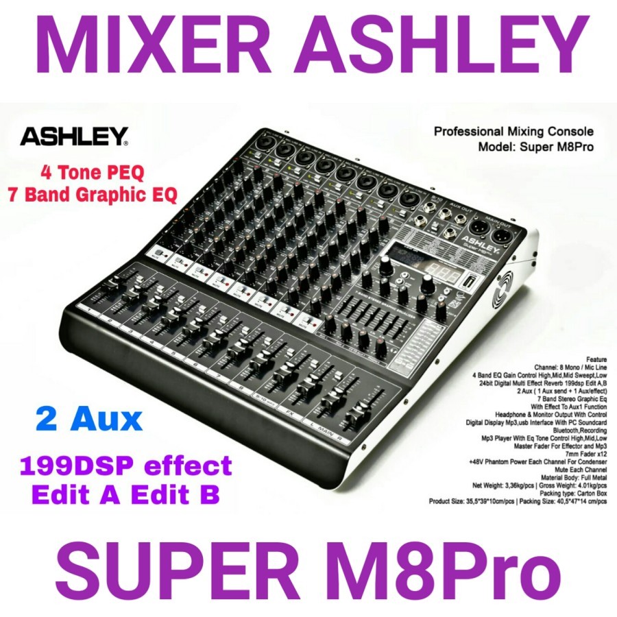 Ashley Mixer Audio Super M8 PRO Original Produk Ashley