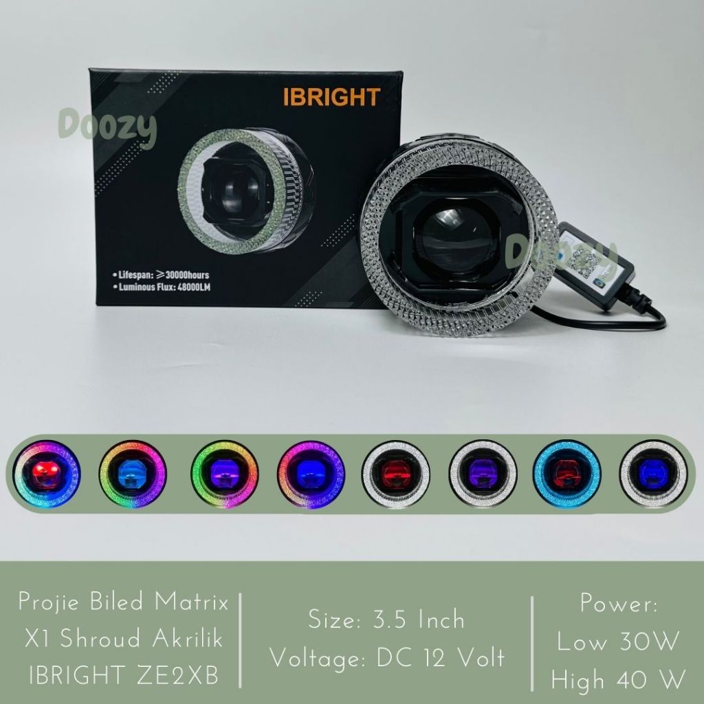 IBRIGHT ZE2XB Projie Biled App 3.5 Inch Shroud Akrilik RGB Bluetooth Dan Non RGB Bulat Cahaya Putih
