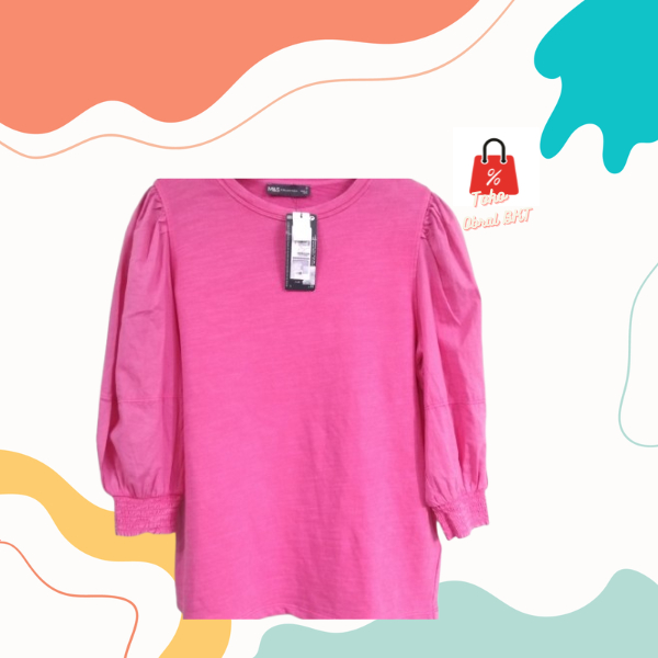 Baju Atasan Blouse Polos Wanita Lengan Panjang Karet