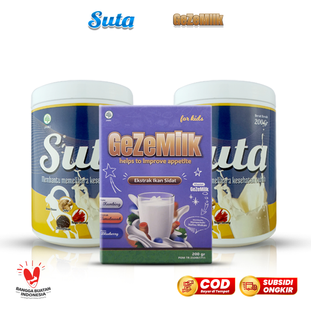 

Suta 2 Pot & GeZeMilk 1 Box Paket Bundling – Solusi Kesehatan Menyeluruh untuk Wanita dan Anak