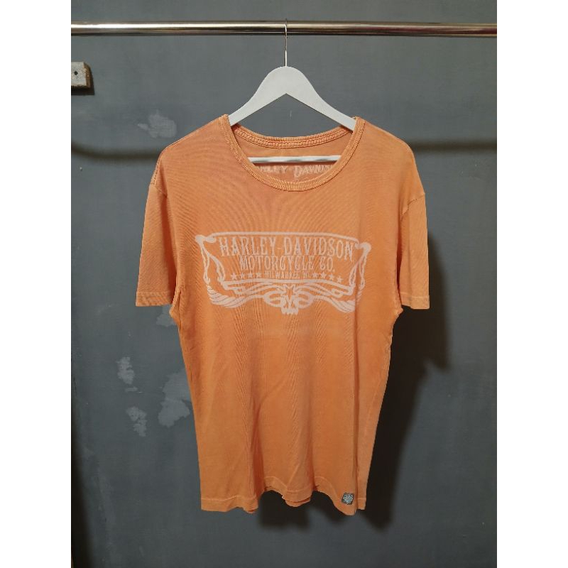 Kaos Harley Davidson Motorcycle Orange Unisex Official - M