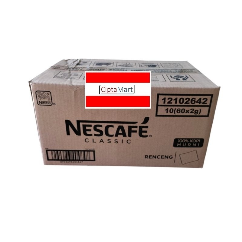 

Nescafe Classic Sachet Renceng 10 x 60 x 2 gram ( 1 dus )
