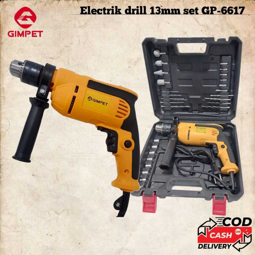 GIMPET Mesin Bor 13mm set Mesin Bor Impact Drill Listrik Bor beton Bor besi Bor Murah Laris Kualitas