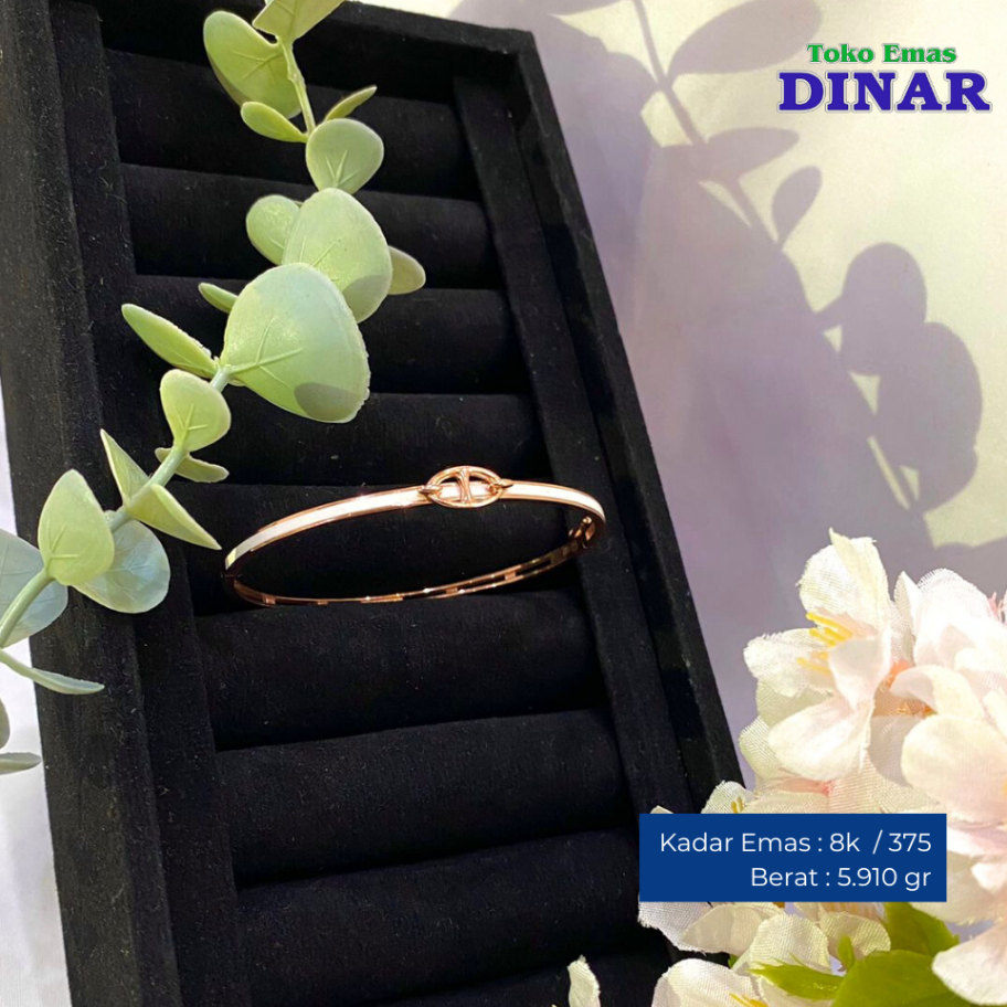 GELANG OVAL CAT MODEL ROSE GOLD - EMAS MUDA - KADAR 8K 375