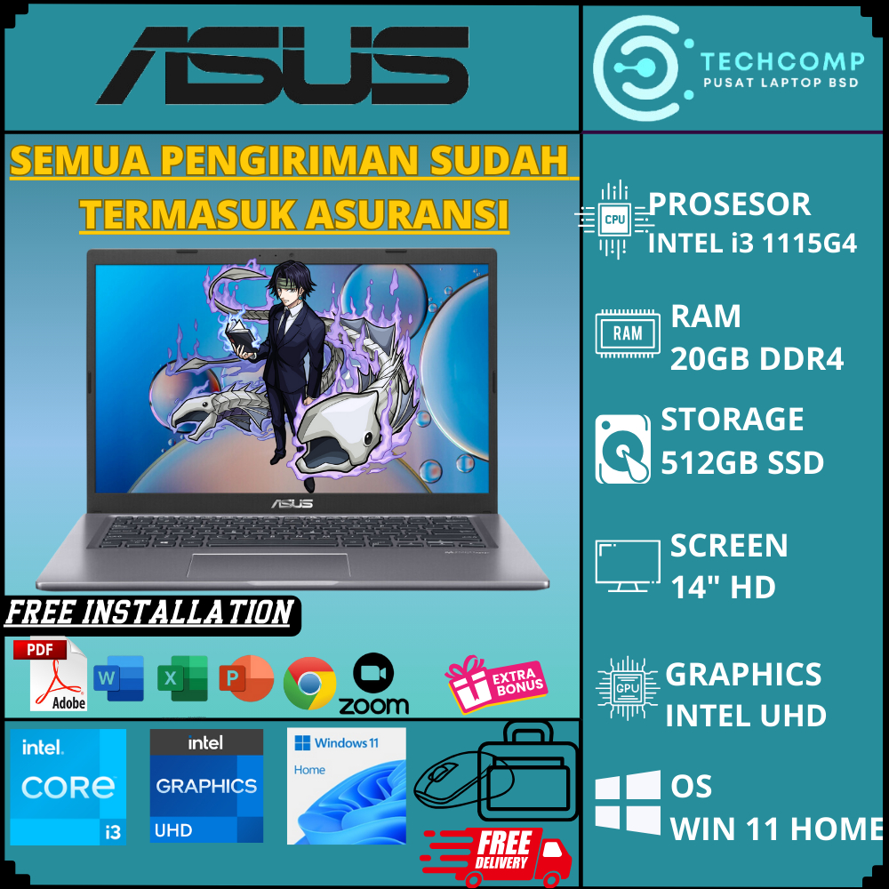 LAPTOP ASUS VIVOBOOK 14 F1400EA INTEL I3 1115G4 8GB 512GB BL WIN11 BLACK