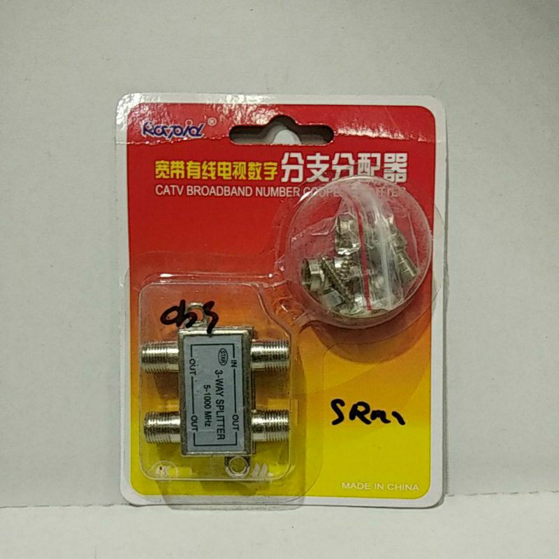 Spliter cabang 3 TV Digital besi LED parabola LNB