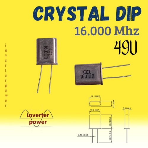 Crystal DIP 49U 16.000 Mhz 16 Mhz 16,000 Mhz xtal 16 mhz 16.000Mhz