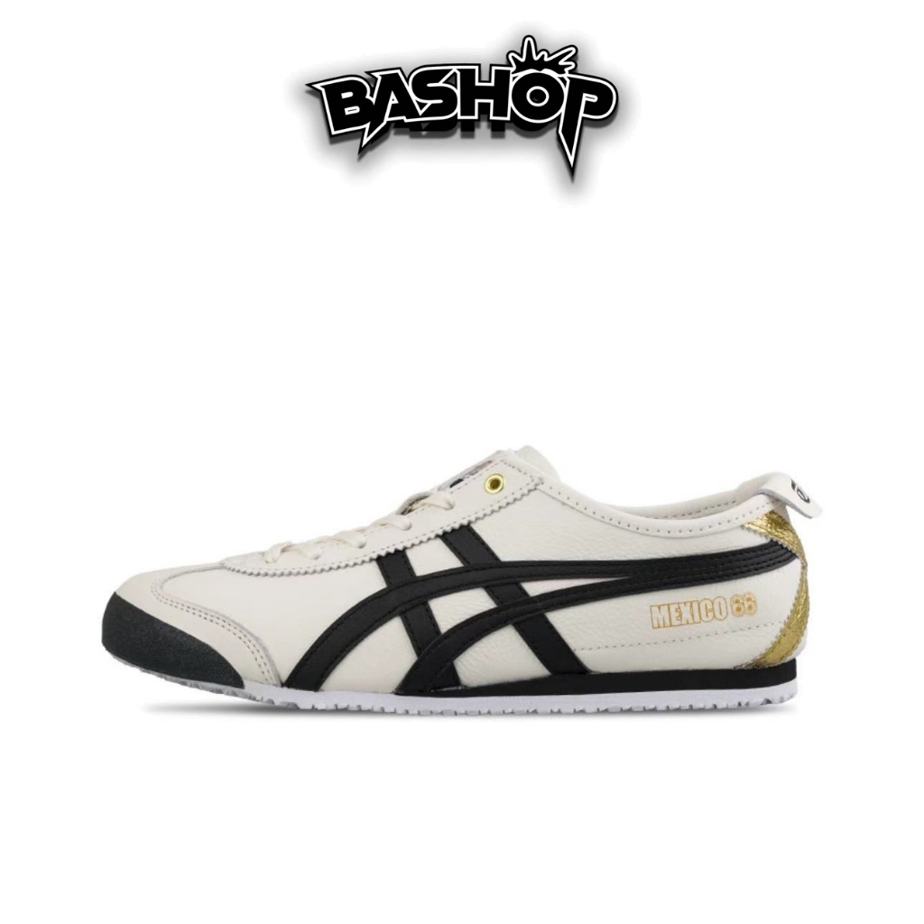 Sepatu Onitsuka Tiger Mexico 66 Putih Dan Hitam Keemasan Original 100% Bnib